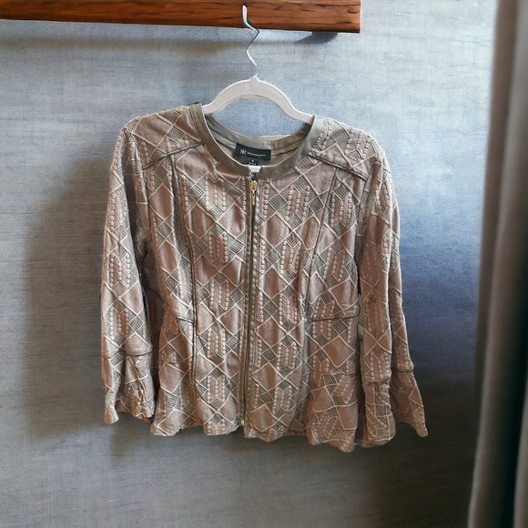 INC Patterned Zip Up - Picture 1 of 6